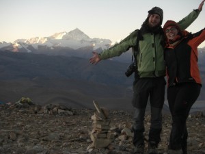 ...der Everest strahlt uns im Morgenlicht entgegen