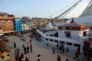 ...in dieser wunderschoenen Abendstimmung verabschieden wir uns von diesem - fuer uns - schoensten Platz in Kathmandu